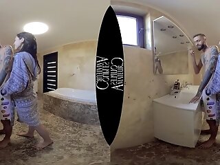 Skinny Brown-haired Morning Bathroom Hook-up - Fledgling Three Dimensional Porno